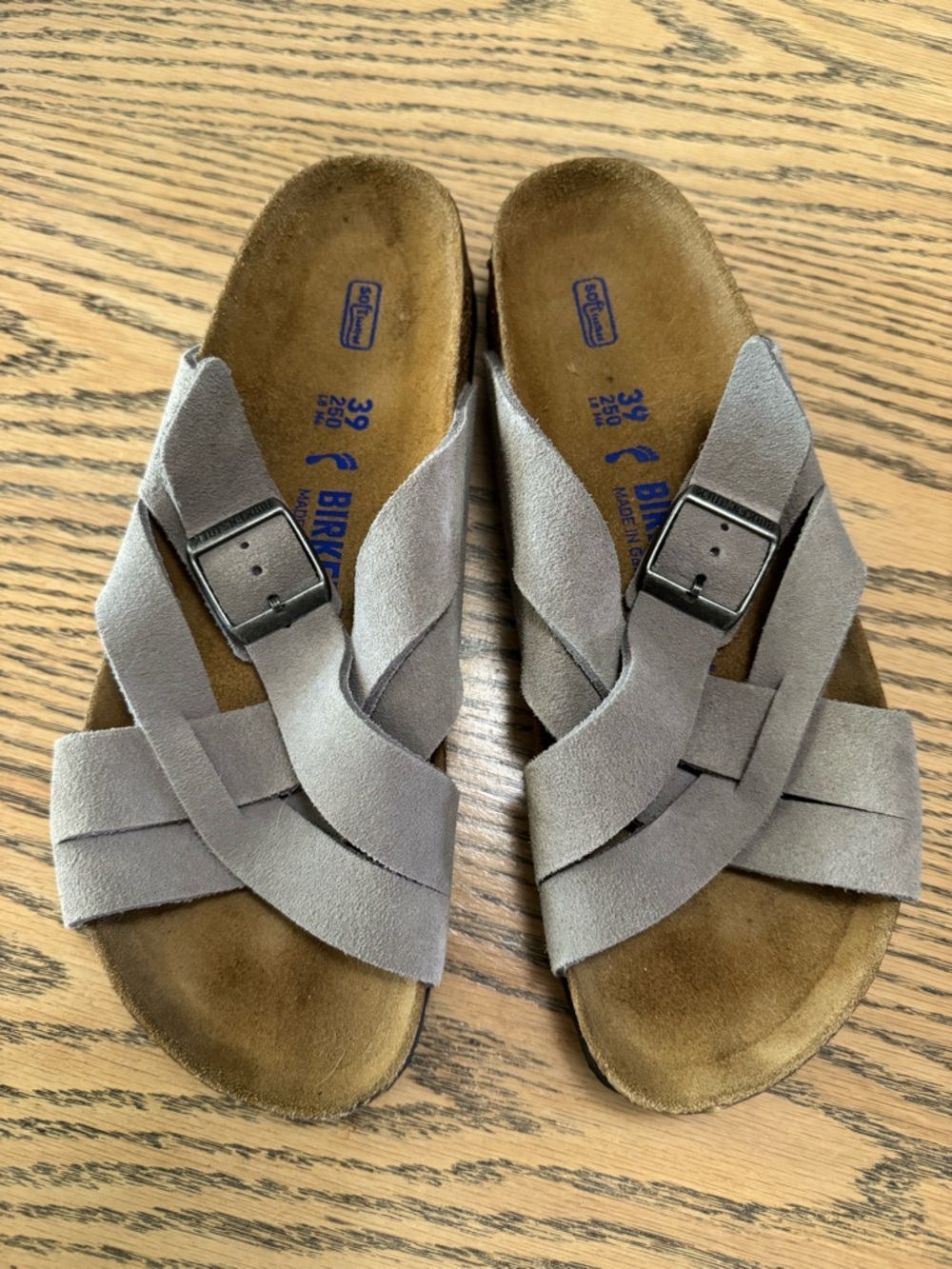 Birkenstock Light Gray Suede Crossover Sandals